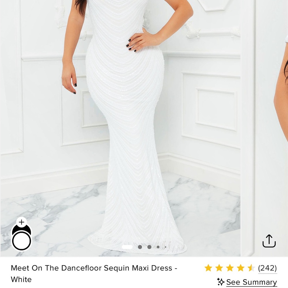 Fashion Nova White Sequin Maxi Dress
